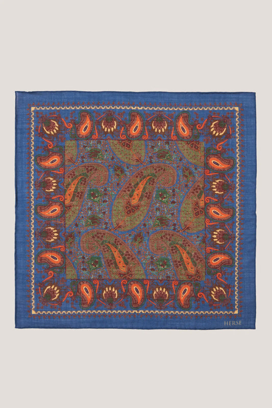 Pochette en laine et soie à grand motif cachemire