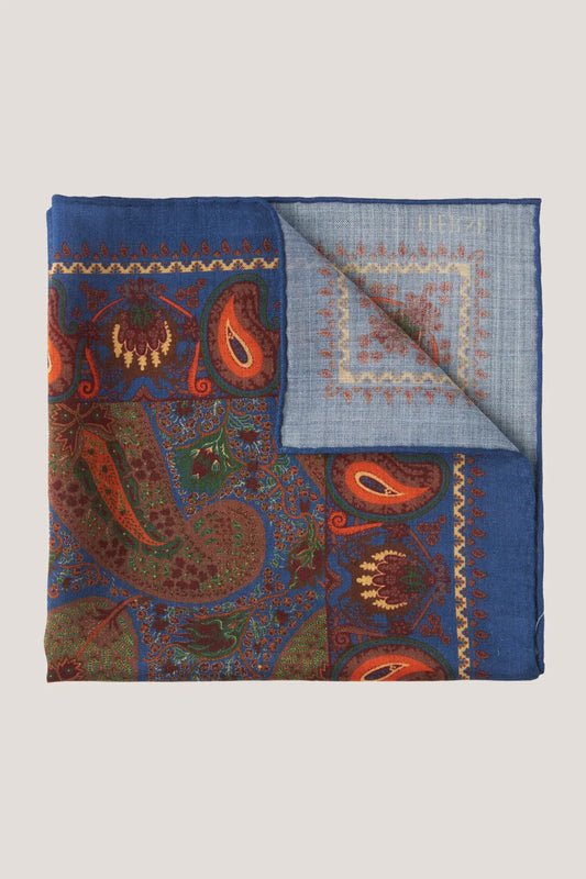 Pochette en laine et soie à grand motif cachemire