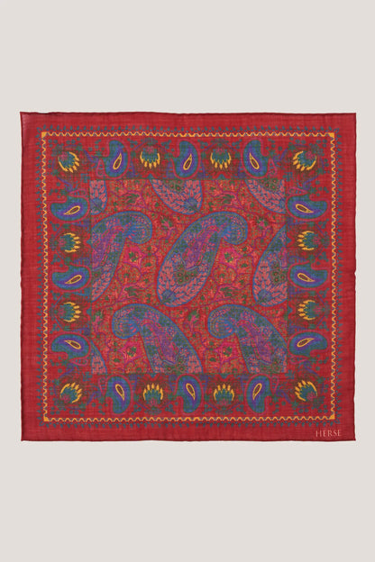 Pochette en laine et soie à grand motif cachemire