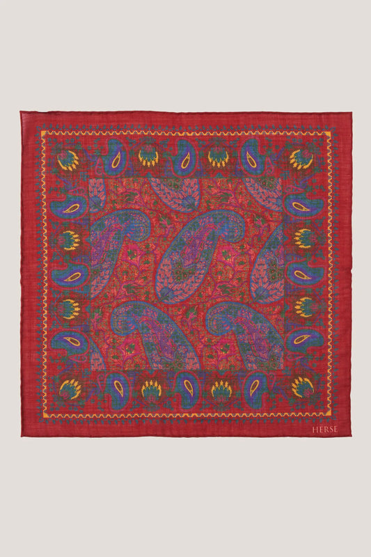 Pochette en laine et soie à grand motif cachemire