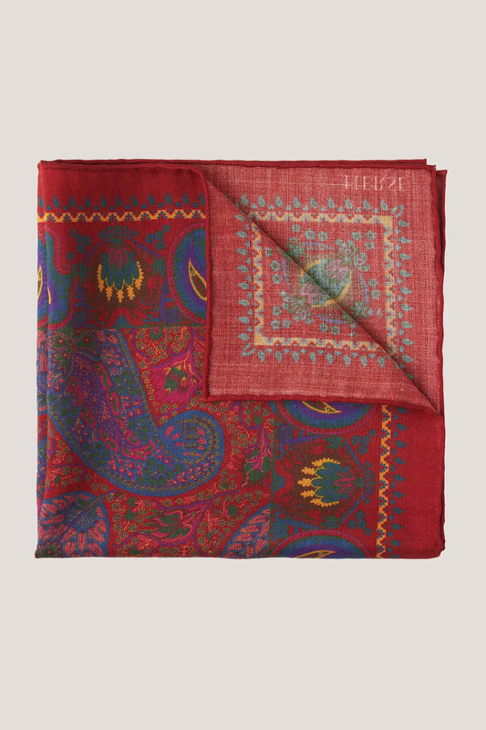 Pochette en laine et soie à grand motif cachemire