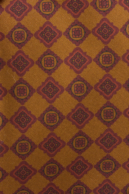 Golden medallion matte silk tie