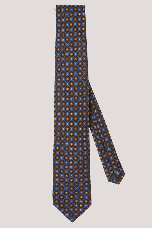 Dark blue medallion wool tie