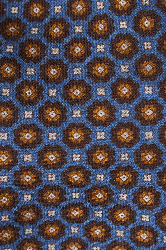 Dark blue medallion wool tie