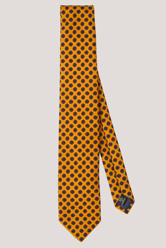 Two-tone polka dot tie made of wool and silk