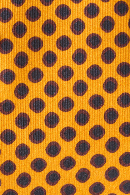 Cravate orange à pois bicolores en laine et soie