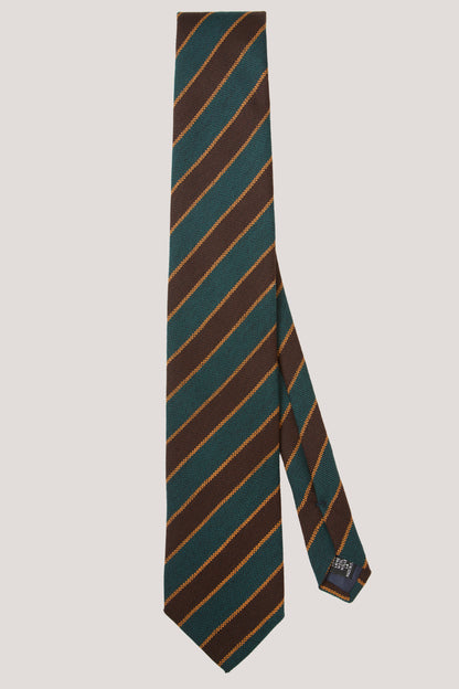 Cravate régimentaire en laine verte et beige