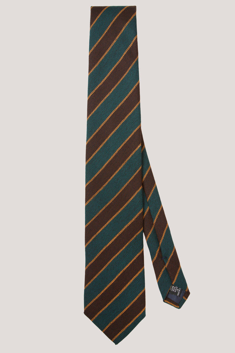 Turkusowo-bordowy krawat regimental z wełny