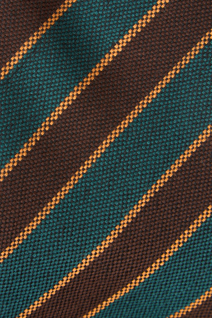 Cravate régimentaire en laine verte et beige