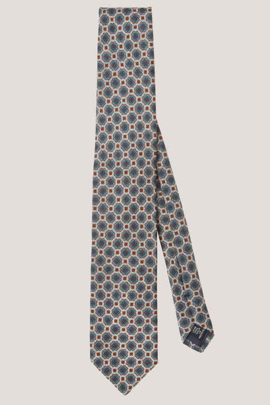 Gray medallion wool tie