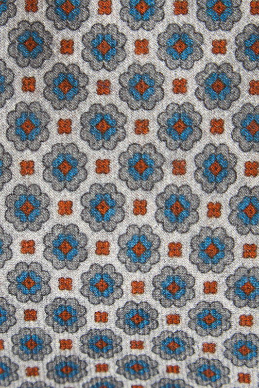 Gray medallion wool tie