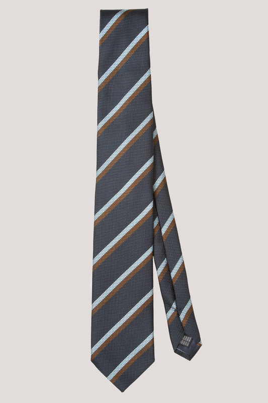 Light navy blue regimental silk tie