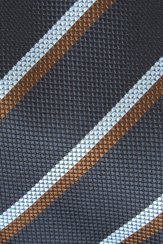 Light navy blue regimental silk tie