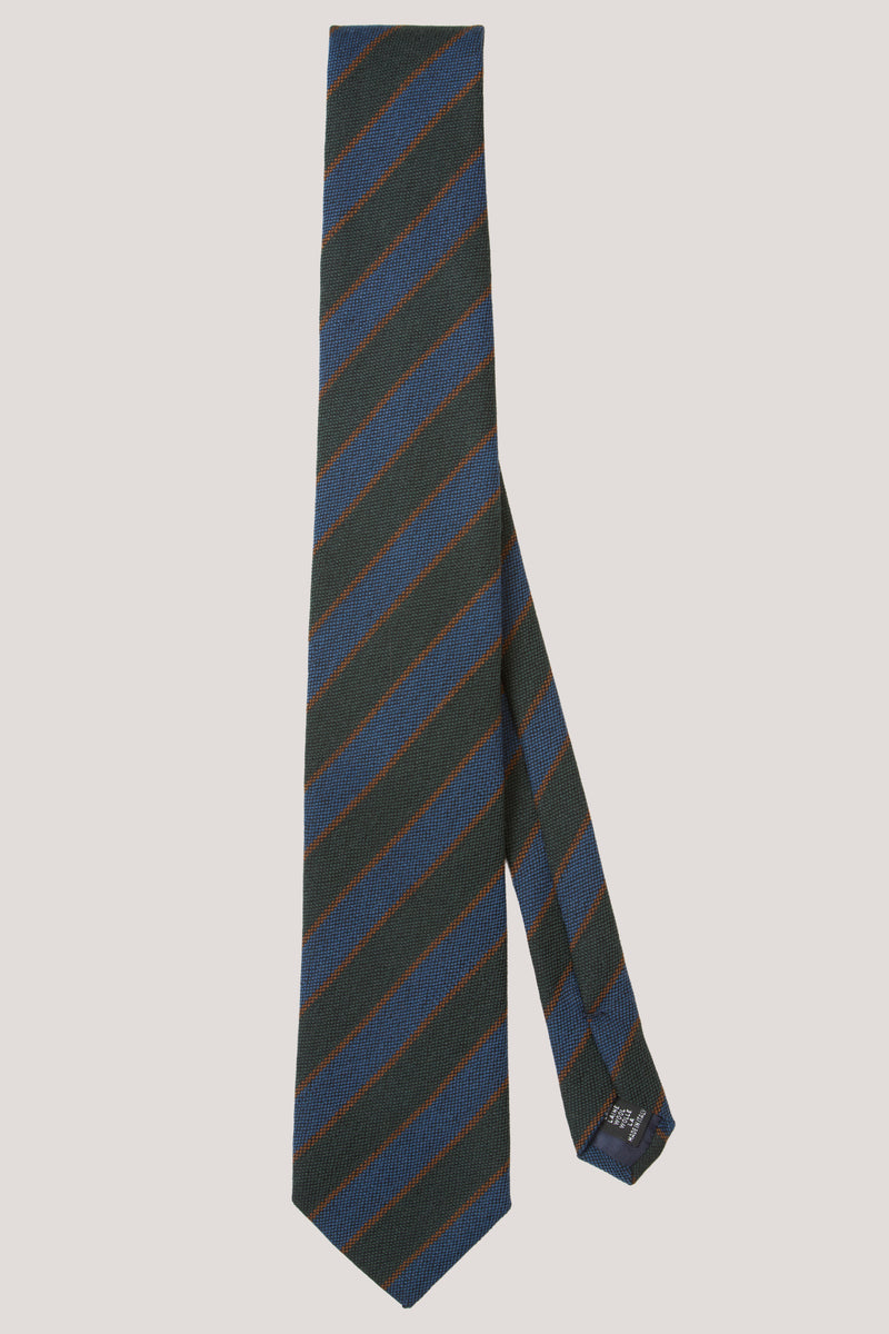Niebiesko-zielony krawat regimental z wełny