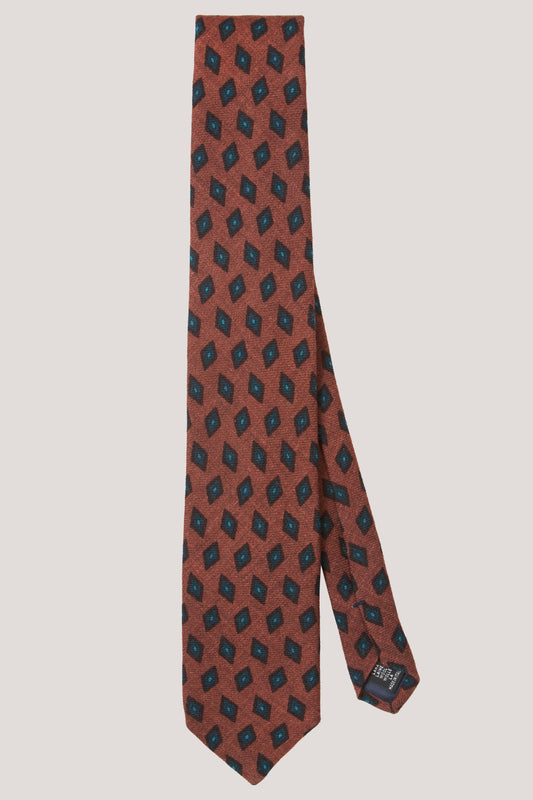 Rusty geometric pattern wool tie