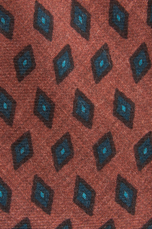 Rusty geometric pattern wool tie