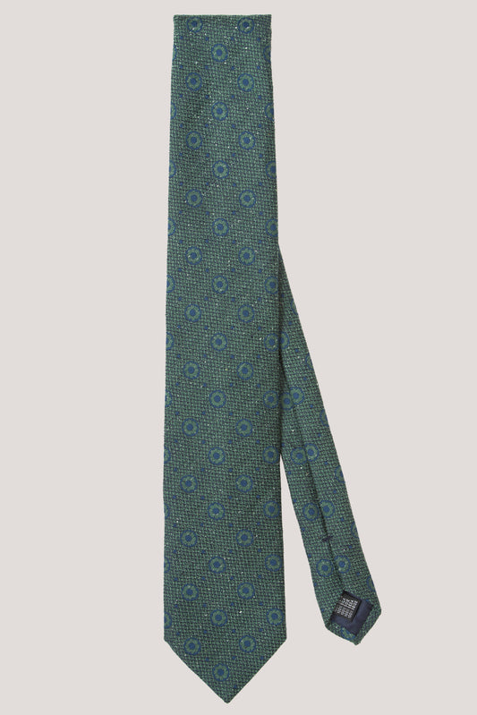 Light green geometric pattern silk tie