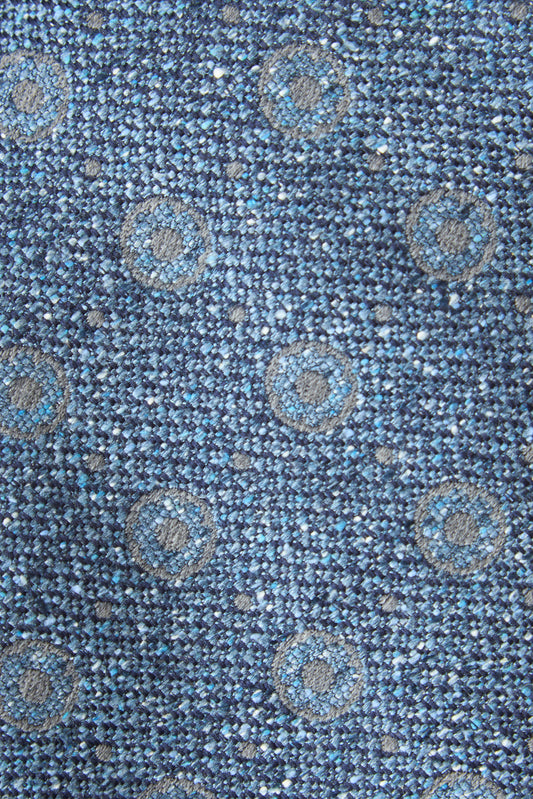 Blue geometric pattern silk tie