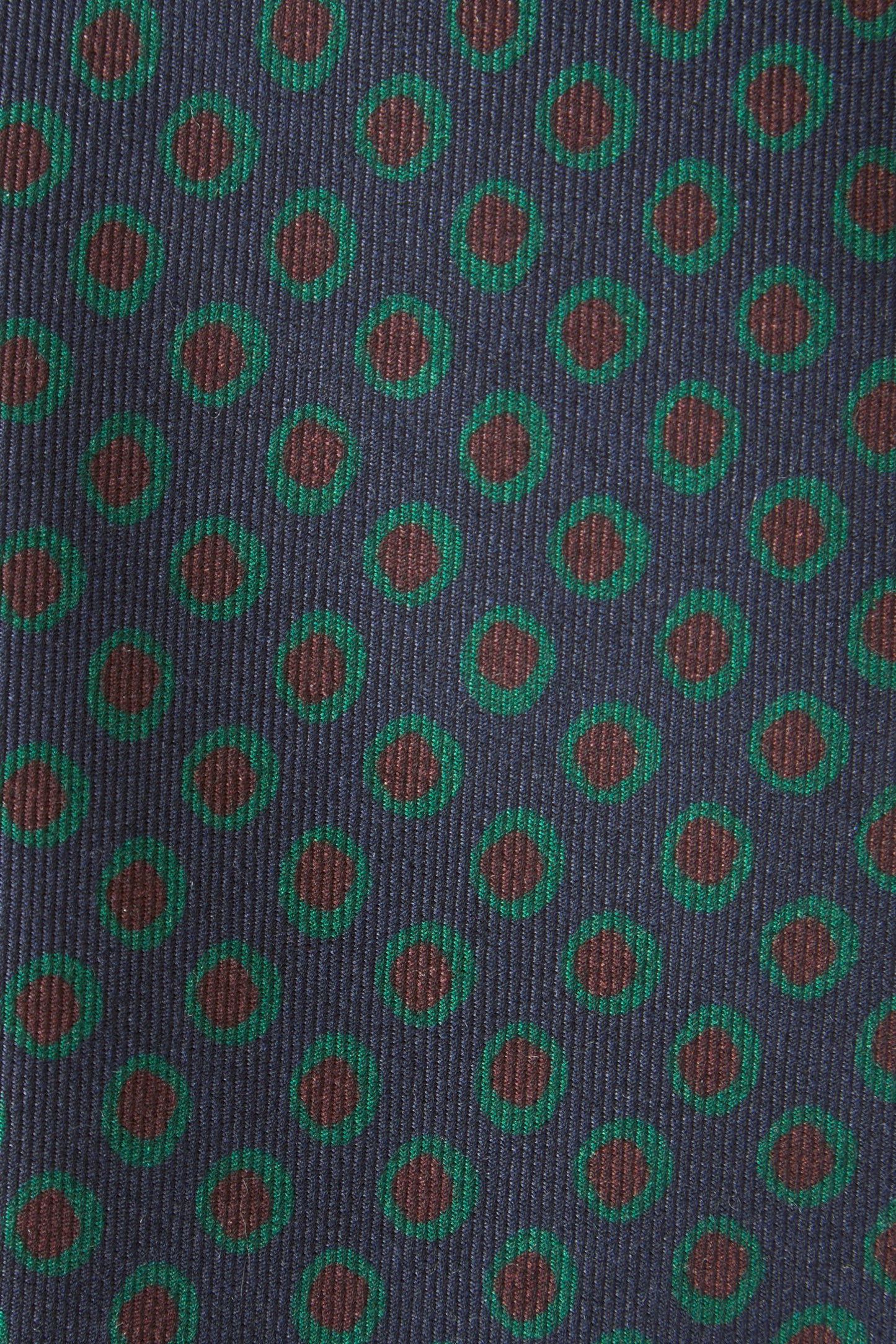 Cravate en laine et soie à pois bicolores vert foncé