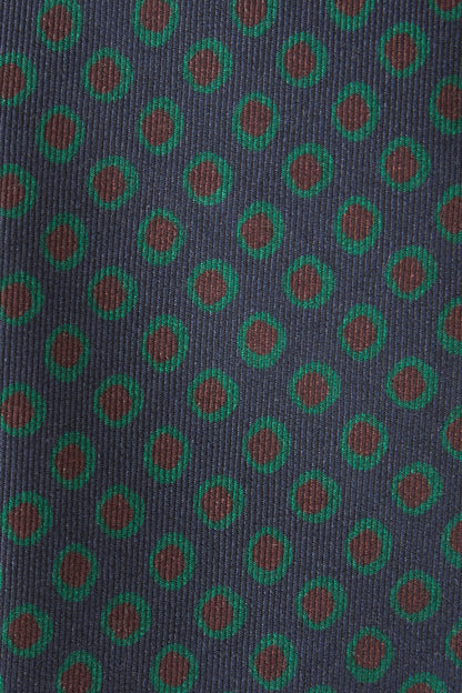 Cravate en laine et soie à pois bicolores vert foncé