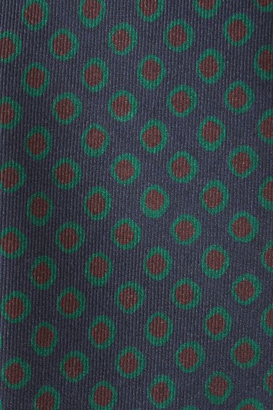 Two-tone polka dot light navy blue tie