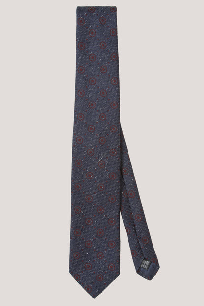 Cravate bordeaux clair à motifs géométriques en soie brute
