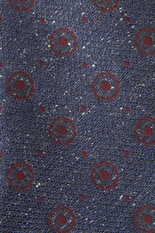 Navy blue geometric pattern silk tie