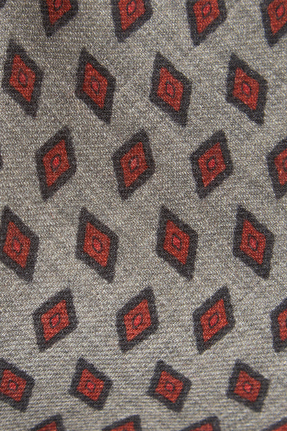 Szary krawat we wzór geometryczny z wełny