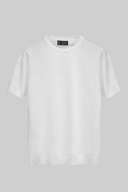 Biała dzianinowa koszulka crew neck