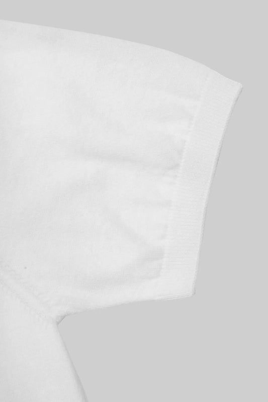 T-shirt blanc en tricot à col rond