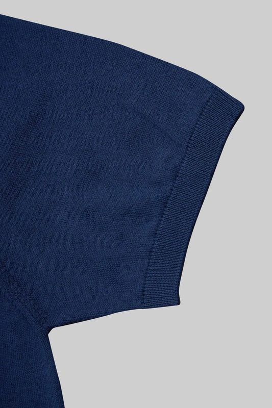 T-shirt en tricot à col rond bleu marine