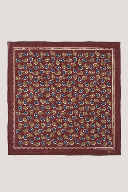 Bordowa poszetka w dwukolorowy wzór paisley