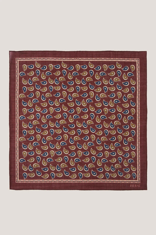Pochette en laine et soie à motif cachemire bicolore