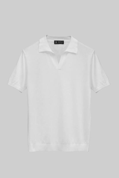 Polo en tricot blanc sans boutons 