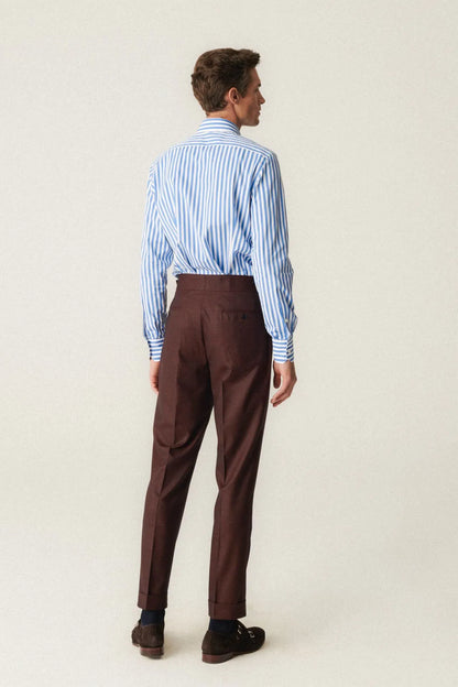 Chemise à fines rayures Thomas Mason avec col mi-mollet