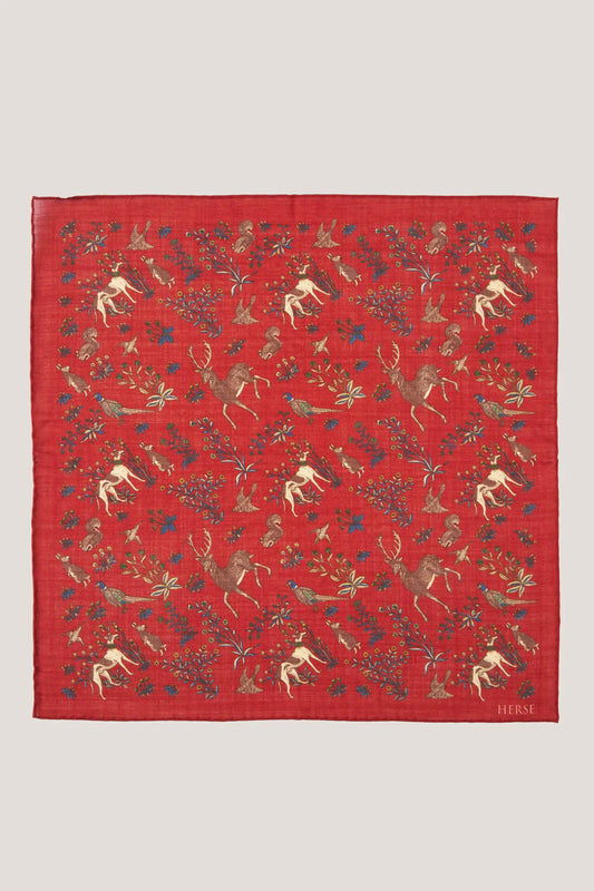 Pochette de costume rouge à motif animalier