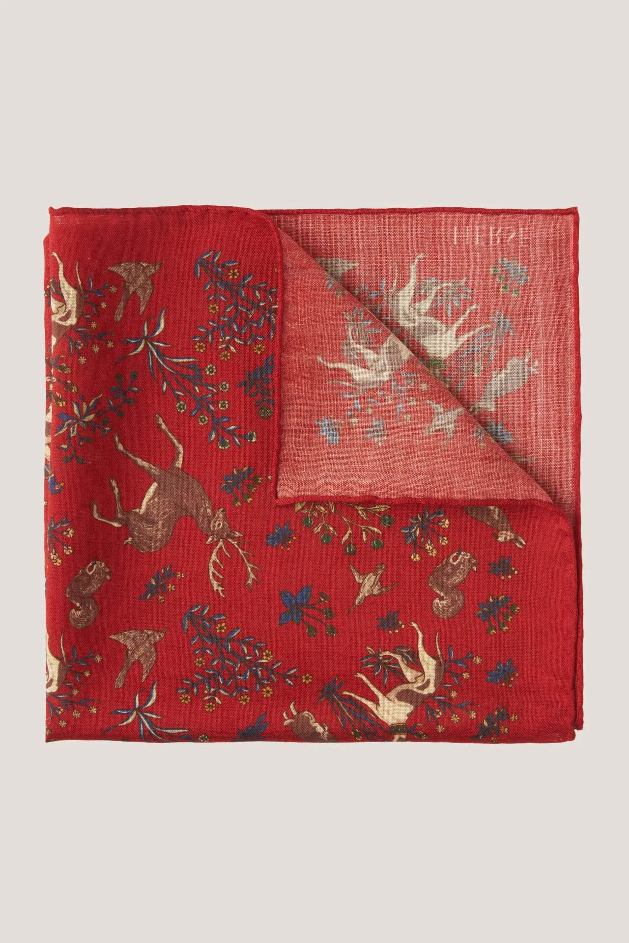 Pochette de costume rouge à motif animalier