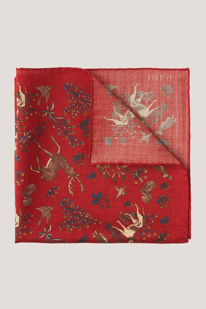 Pochette de costume rouge à motif animalier