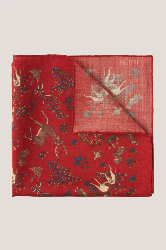 Pochette de costume rouge à motif animalier