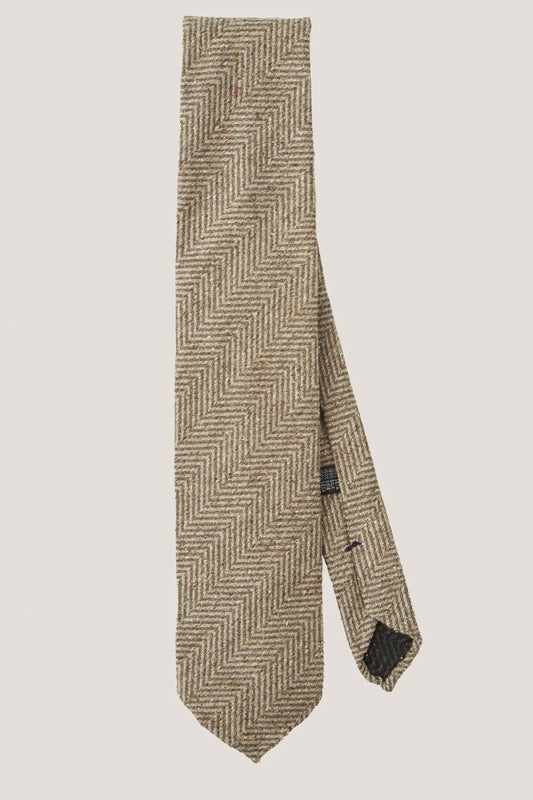 Raw silk herringbone tie