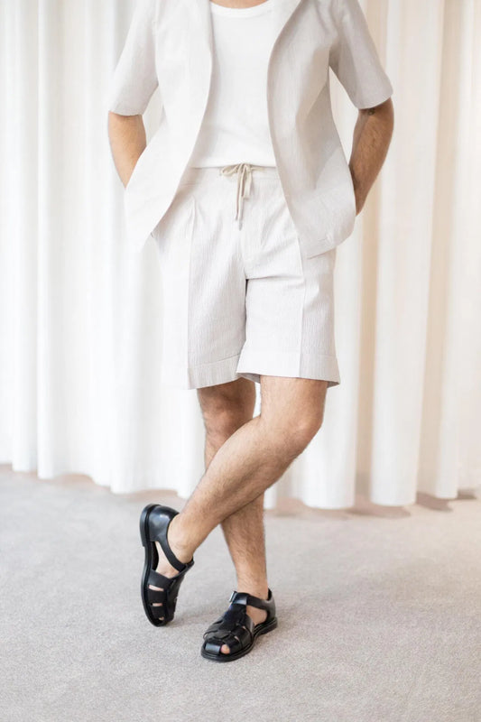 Short en seersucker beige