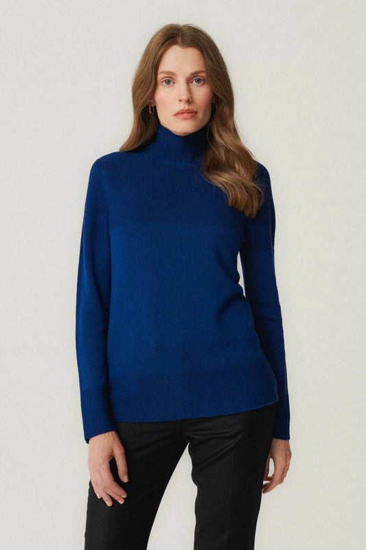 Blue mock turtleneck