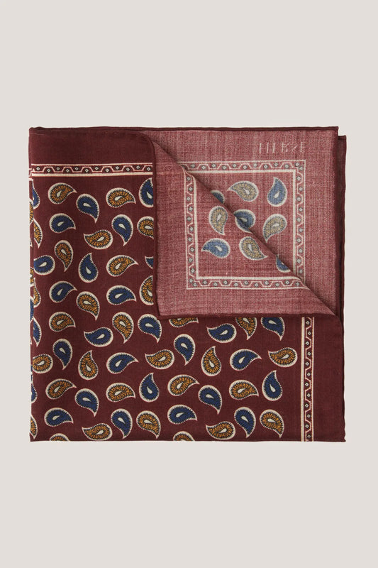 Pochette en laine et soie à motif cachemire bicolore