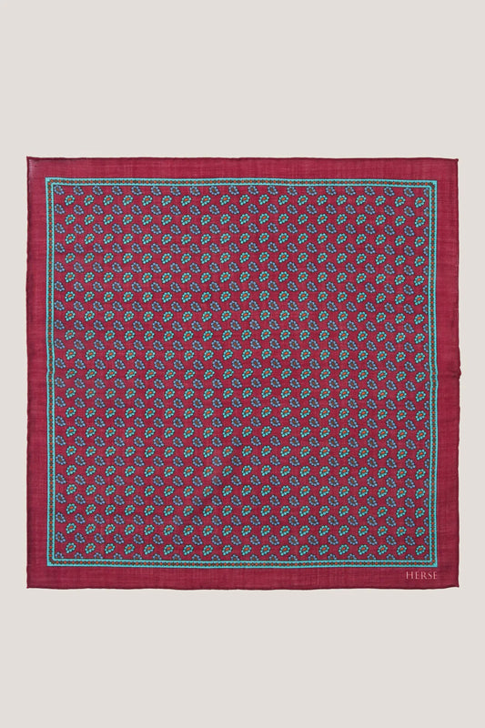 Pochette en laine et soie à petit motif cachemire