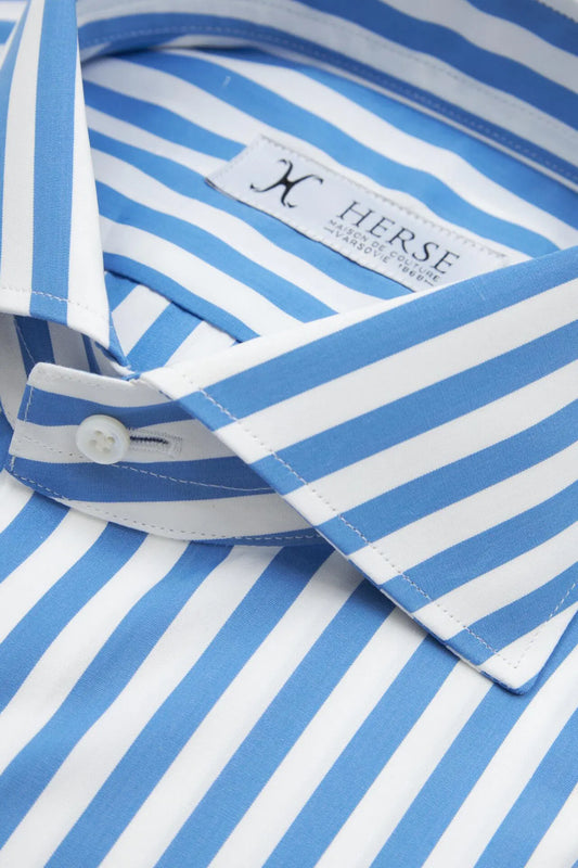 Chemise à fines rayures Thomas Mason avec col mi-mollet