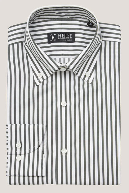 Green pinstripe button-down shirt