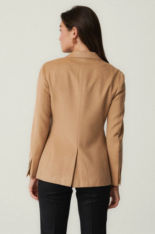 Veste camel à simple boutonnage en tissu Loro Piana