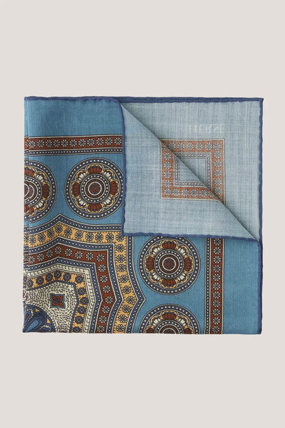 Wool and silk pocket square with medallions