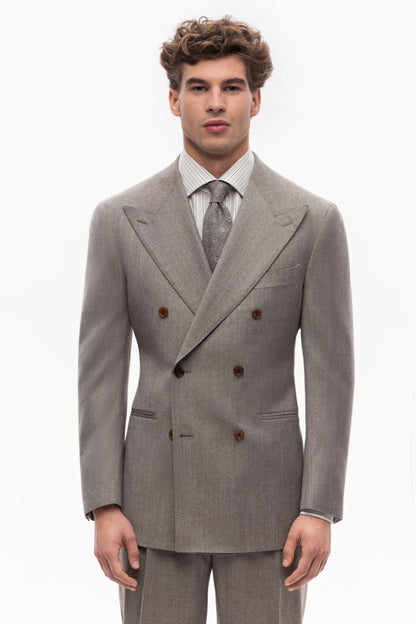Beige double-breasted Reda flannel jacket