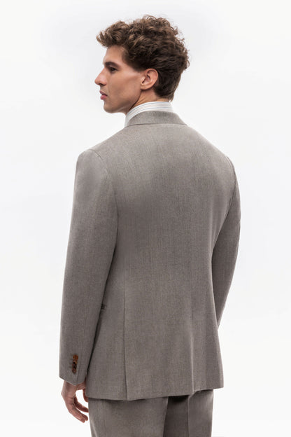 Beige double-breasted Reda flannel jacket